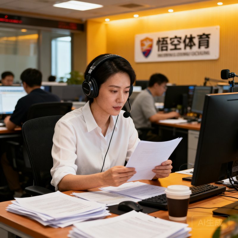 产品总监周雅文在用户调研现场与球迷交流的照片，手拿笔记本认真记录。